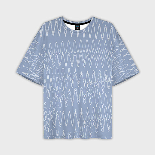 Мужская футболка оверсайз Кривые линии серо-голубой / 3D-принт – фото 1