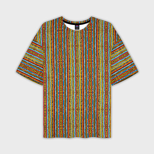 Мужская футболка оверсайз Полосы в африканском стиле / 3D-принт – фото 1
