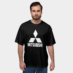Футболка оверсайз мужская Mitsubishi logo white, цвет: 3D-принт — фото 2