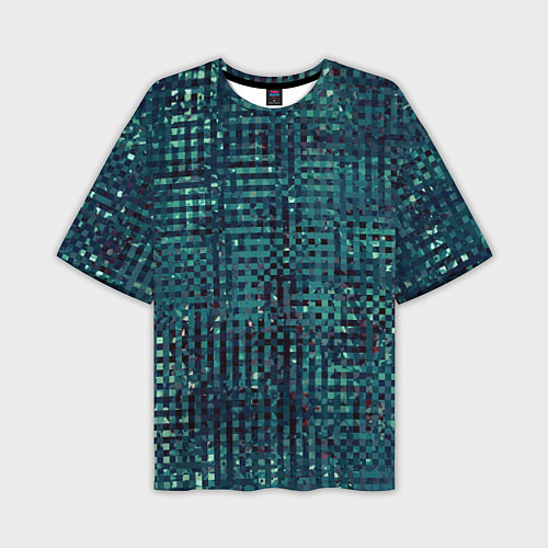 Мужская футболка оверсайз Сине-бирюзовый абстрактный / 3D-принт – фото 1
