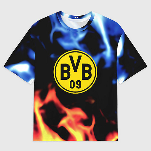 Мужская футболка оверсайз Borussia fire storm steel / 3D-принт – фото 1