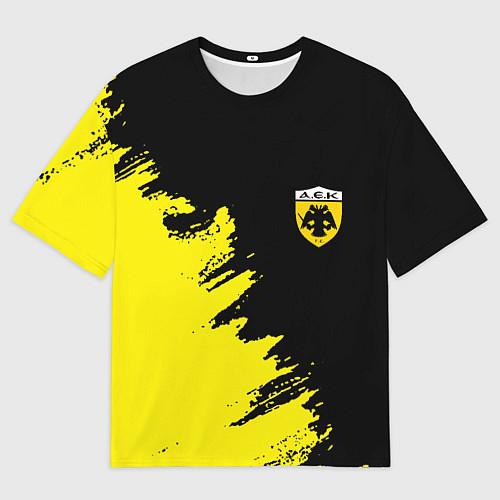 Мужская футболка оверсайз AEK sport color yellow / 3D-принт – фото 1