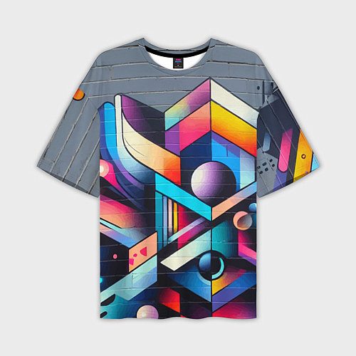 Мужская футболка оверсайз Геометрическое абстрактное граффити - нейросеть / 3D-принт – фото 1