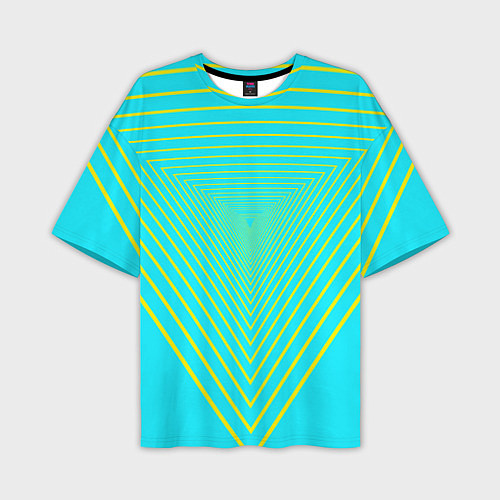 Мужская футболка оверсайз Треугольники уходящие в даль / 3D-принт – фото 1