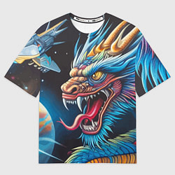 Футболка оверсайз мужская Фантастический космический дракон - нейросеть, цвет: 3D-принт