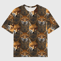 Футболка оверсайз мужская Лакшери паттерн с золотыми лисицами, цвет: 3D-принт