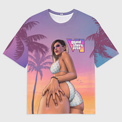 Мужская футболка оверсайз Девушка в купальнике из Gta 6