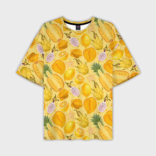 Мужская футболка оверсайз Экзотические фрукты узор / 3D-принт – фото 1