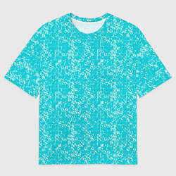 Футболка оверсайз мужская Бело-голубой паттерн квадратики, цвет: 3D-принт