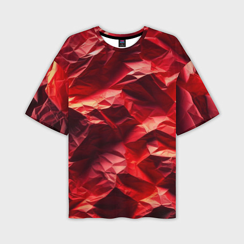 Мужская футболка оверсайз Эффект текстуры мятой красной бумаги / 3D-принт – фото 1