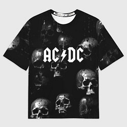 Мужская футболка оверсайз AC DC - черные черепа