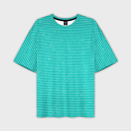 Мужская футболка оверсайз Ментоловый текстурированный в полоску / 3D-принт – фото 1