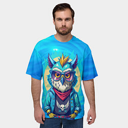 Футболка оверсайз мужская Сова в одежде на стиле, цвет: 3D-принт — фото 2