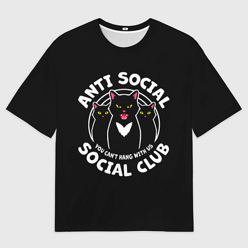Мужская футболка оверсайз Антисоциальные кошки / 3D-принт – фото 1
