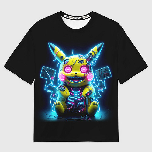 Мужская футболка оверсайз Зомби Пикачу - неоновое свечение / 3D-принт – фото 1