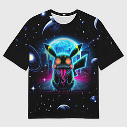 Футболка оверсайз мужская Пикачу в космосе - ужас, цвет: 3D-принт