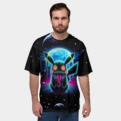 Футболка оверсайз мужская Пикачу в космосе - ужас, цвет: 3D-принт — фото 2