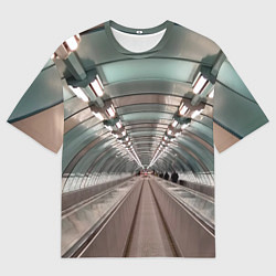 Футболка оверсайз мужская Траволатор на станции метро Спортивная в Петербург, цвет: 3D-принт