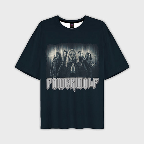 Мужская футболка оверсайз Powerwolf band grey / 3D-принт – фото 1