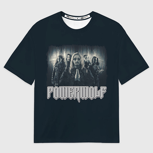 Мужская футболка оверсайз Powerwolf band grey / 3D-принт – фото 1