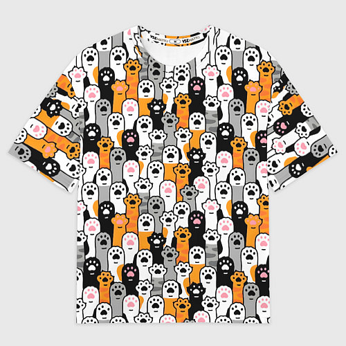 Мужская футболка оверсайз Кошачьи лапы / 3D-принт – фото 1