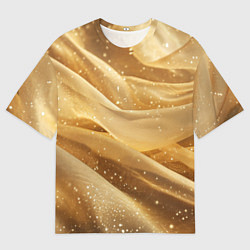 Мужская футболка оверсайз Золотистая текстура с блестками
