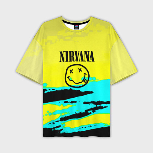 Мужская футболка оверсайз Nirvana краски кислотные / 3D-принт – фото 1
