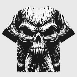 Футболка оверсайз мужская Монстр осьминог с черепом, цвет: 3D-принт