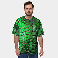Футболка оверсайз мужская Зеленая змеиная кожа, цвет: 3D-принт — фото 2