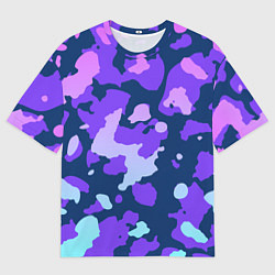 Футболка оверсайз мужская Паттерн с розовыми фиолетовыми и голубыми пятнами, цвет: 3D-принт