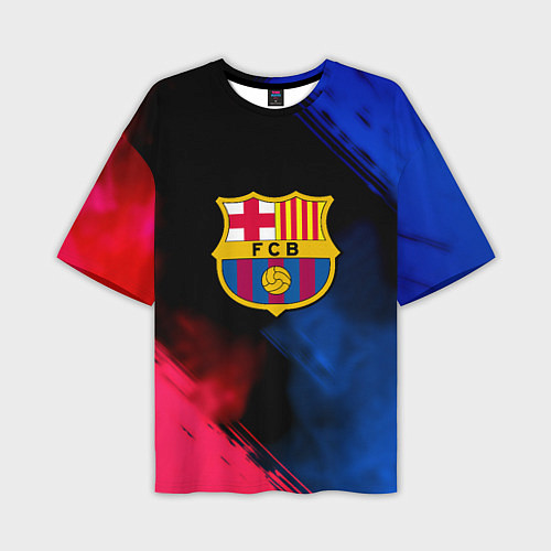 Мужская футболка оверсайз Barcelona fc club gradient smoke / 3D-принт – фото 1