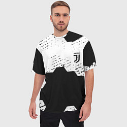 Футболка оверсайз мужская Juventus hexagon black sport, цвет: 3D-принт — фото 2