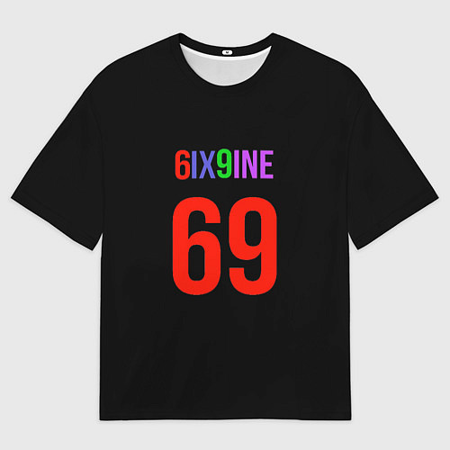 Мужская футболка оверсайз 6ix9ine logo / 3D-принт – фото 1