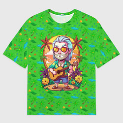 Футболка оверсайз мужская Ведьмак с гитарой жаркое лето, цвет: 3D-принт