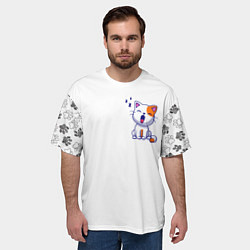 Футболка оверсайз мужская Милый кот сонный зевает, цвет: 3D-принт — фото 2
