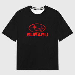 Футболка оверсайз мужская Subaru red logo, цвет: 3D-принт