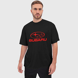Футболка оверсайз мужская Subaru red logo, цвет: 3D-принт — фото 2