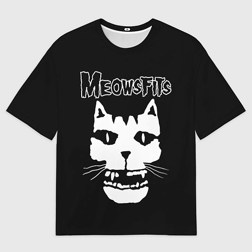 Мужская футболка оверсайз Misfits - Meowsfits / 3D-принт – фото 1