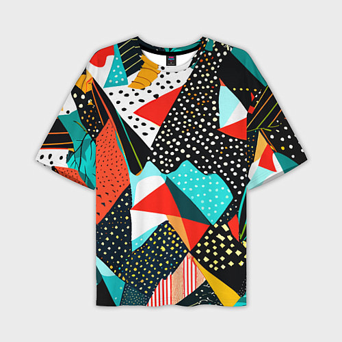 Мужская футболка оверсайз Abstract patchwork - ai art / 3D-принт – фото 1