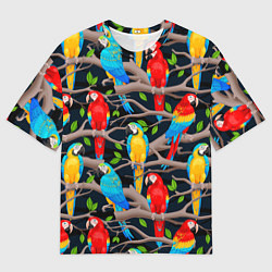 Футболка оверсайз мужская Попугай какаду узор, цвет: 3D-принт