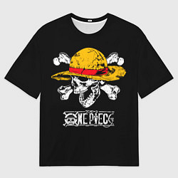 Мужская футболка оверсайз One piece - череп и кости