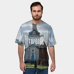 Футболка оверсайз мужская Торопец Сторожевая башня, цвет: 3D-принт — фото 2