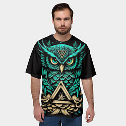 Футболка оверсайз мужская Мудрая сова в скандинавском стиле, цвет: 3D-принт — фото 2
