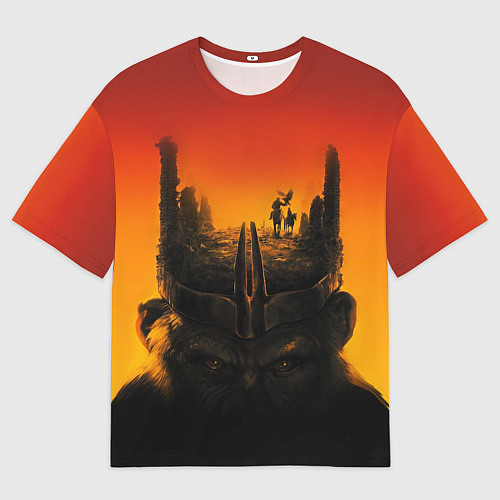 Мужская футболка оверсайз Планета обезьян постер / 3D-принт – фото 1