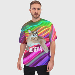 Футболка оверсайз мужская Мем кот Шлепа, цвет: 3D-принт — фото 2