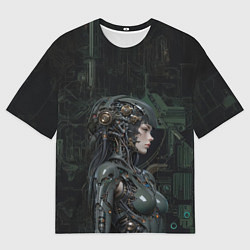 Футболка оверсайз мужская Девушка-киборг в защитной броне, цвет: 3D-принт