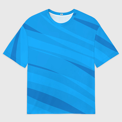 Мужская футболка оверсайз Насыщенный голубой полосами / 3D-принт – фото 1