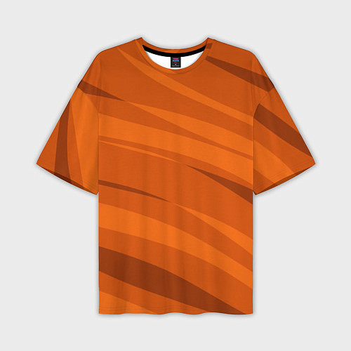 Мужская футболка оверсайз Тёмный оранжевый полосами / 3D-принт – фото 1