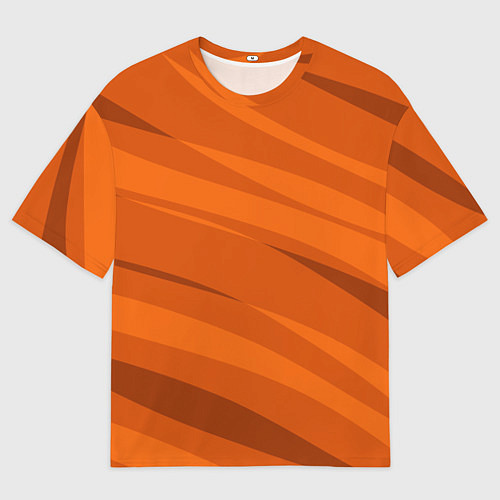 Мужская футболка оверсайз Тёмный оранжевый полосами / 3D-принт – фото 1