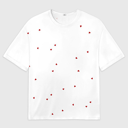 Мужская футболка оверсайз Эстетичные красные сердечки / 3D-принт – фото 1